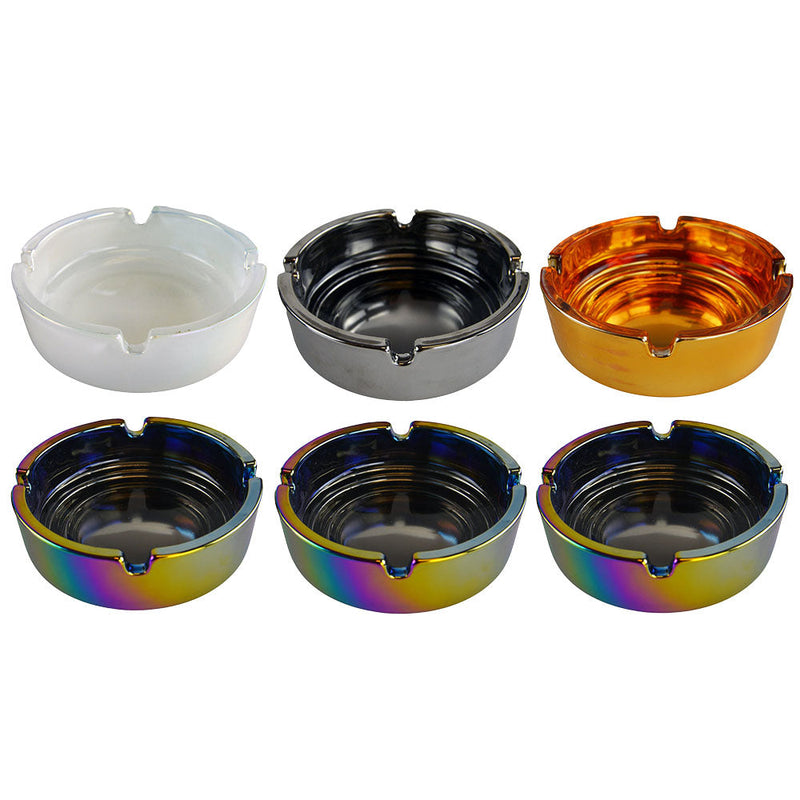 Smokezilla Oil Slick Glass Ashtray - 4.5"/Asst - 6PC DISPLAY - Headshop.com