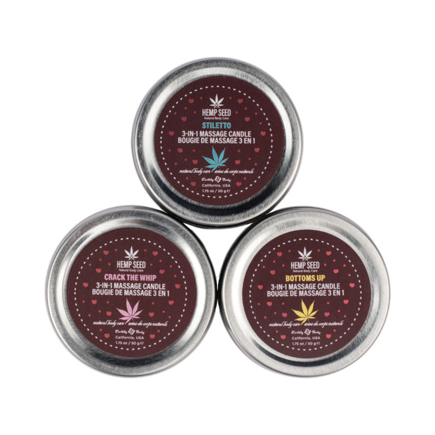 Earthly Body Hemp Seed Valentine 2025 3-in-1 Massage Candle Trio Gift Set - Headshop.com