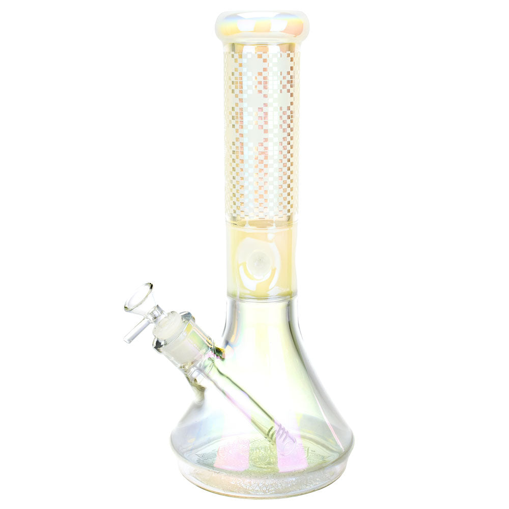 Pixelate Etched Iridescent Water Pipe - 12.5"/14mm F/Colors Vary - Headshop.com
