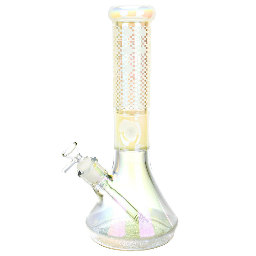 Pixelate Etched Iridescent Water Pipe - 12.5"/14mm F/Colors Vary - Headshop.com