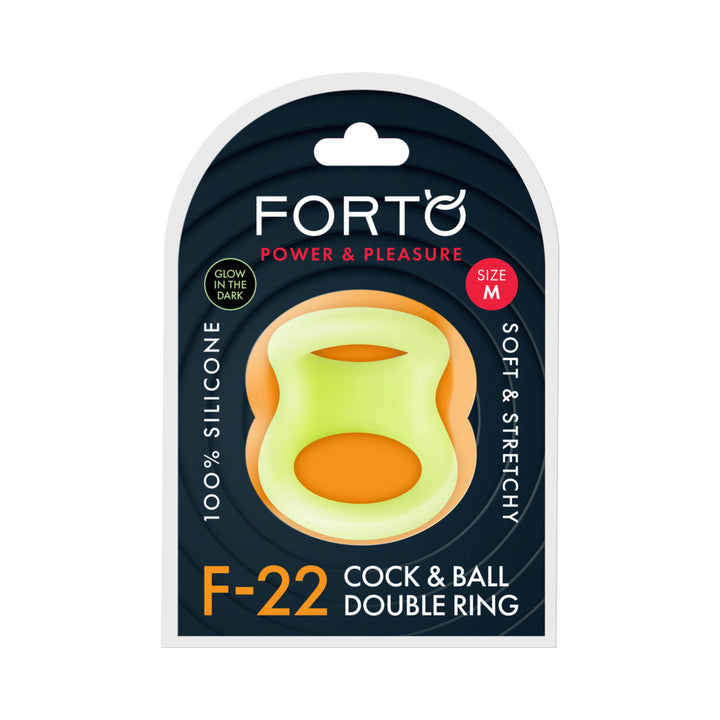 Forto F-22 Liquid Silicone Cock & Ball D-Ring Medium Glow