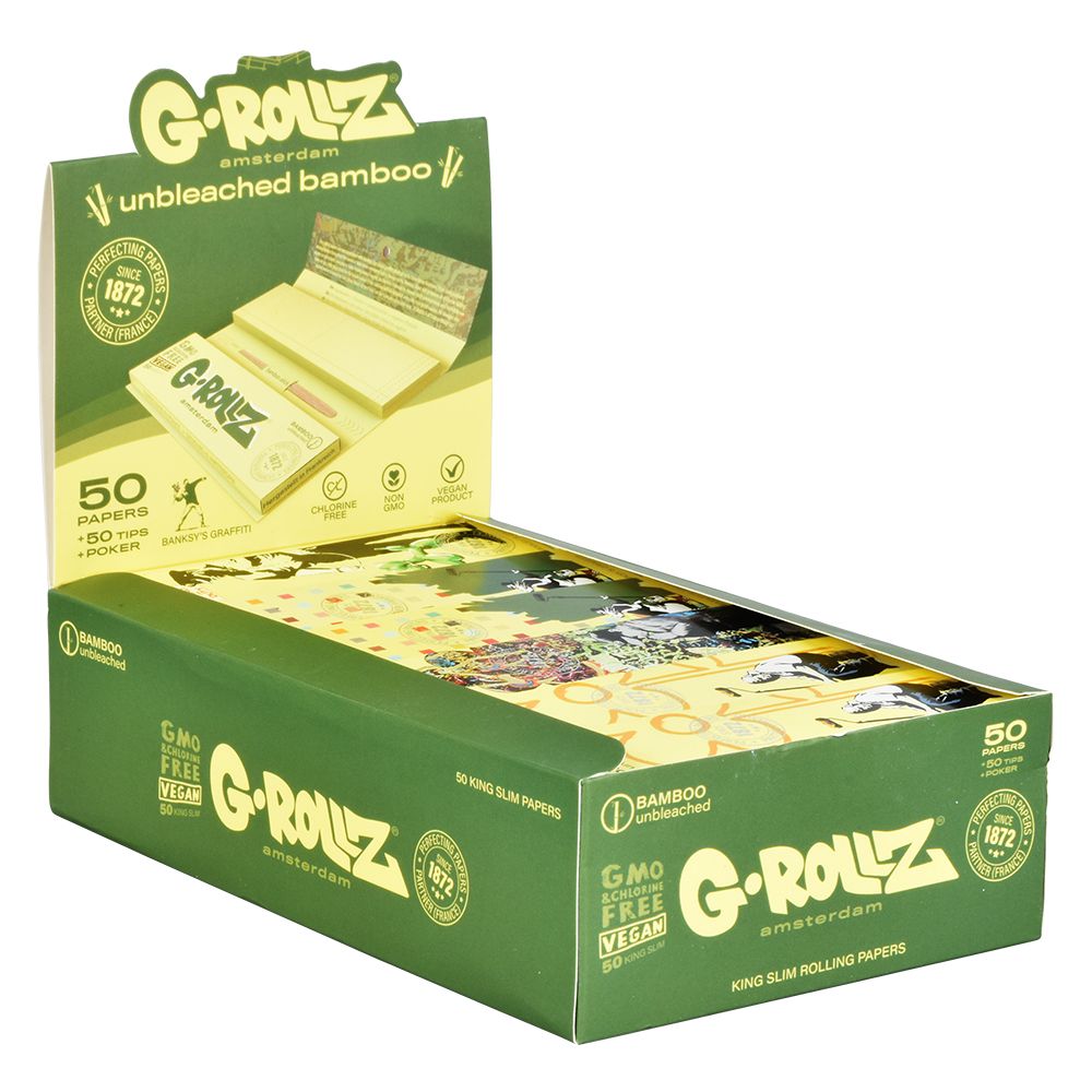 G-ROLLZ x Banksy's Graffiti Paper + Tips | 50pc | King Size | 24pk Display - Headshop.com