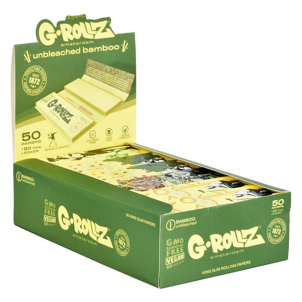 G-ROLLZ x Banksy's Graffiti Paper + Tips | 50pc | King Size | 24pk Display - Headshop.com