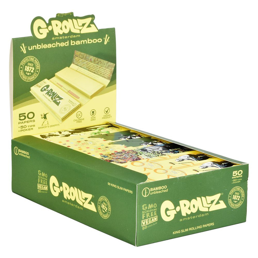 G-ROLLZ x Banksy's Graffiti Paper + Tips | 50pc | King Size | 24pk Display - Headshop.com