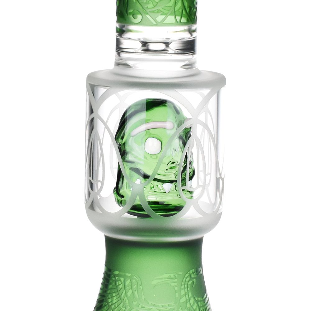 Nekhbet And Friend Etched Beaker Glass Water Pipe - 15" / 14mm F / Colors Vary - Headshop.com