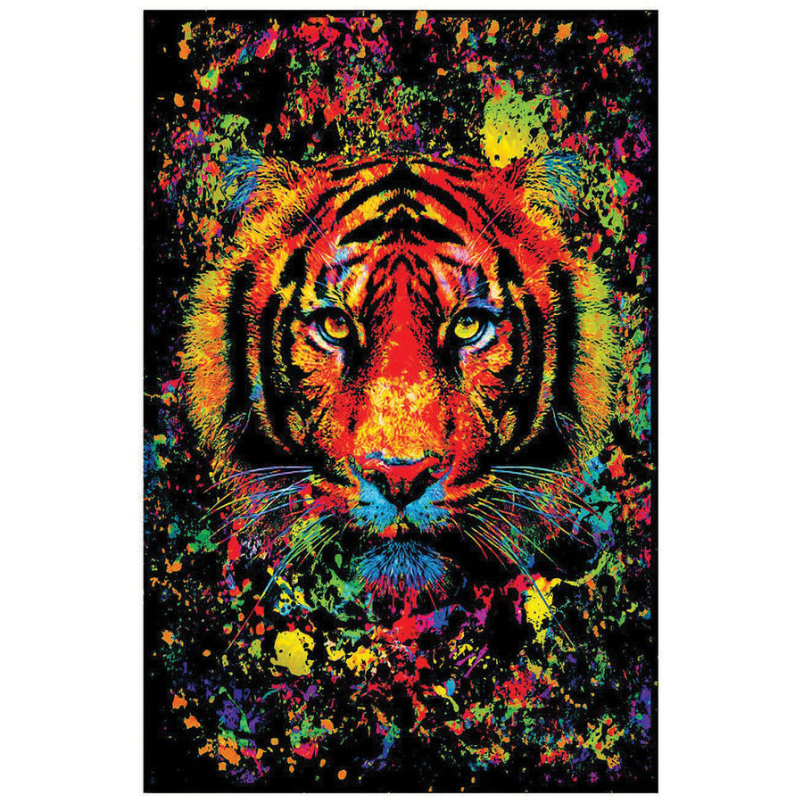 Tiger Splatter Non-Flocked Blacklight Poster | 24" x 36" - Headshop.com