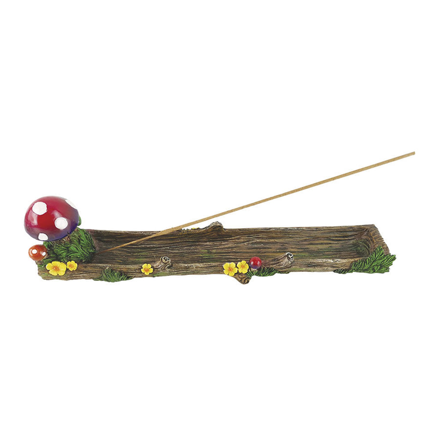 Fujima Mushroom Log Polystone Incense Burner - 10.75" - Headshop.com