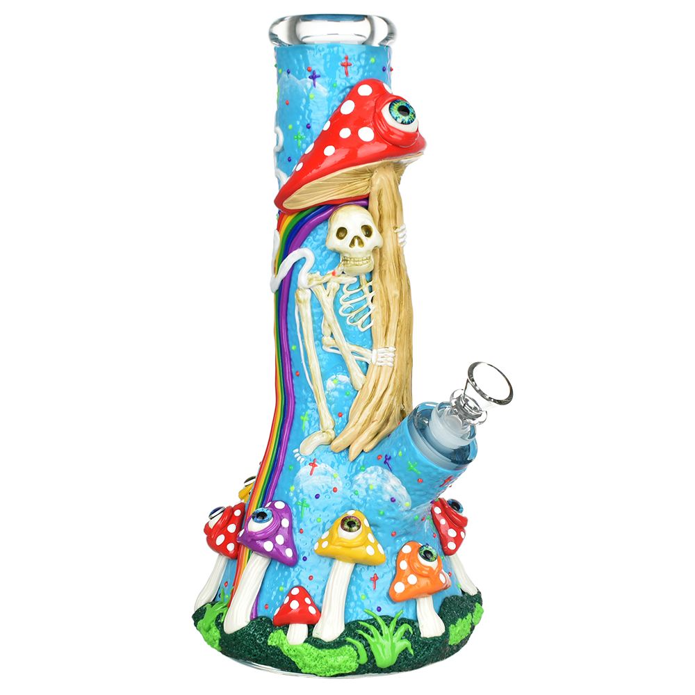 Sneaky Skeleton And Watchful Fungi Glow In Dark Beaker Water Pipe-12.5" / 14mm F - Headshop.com