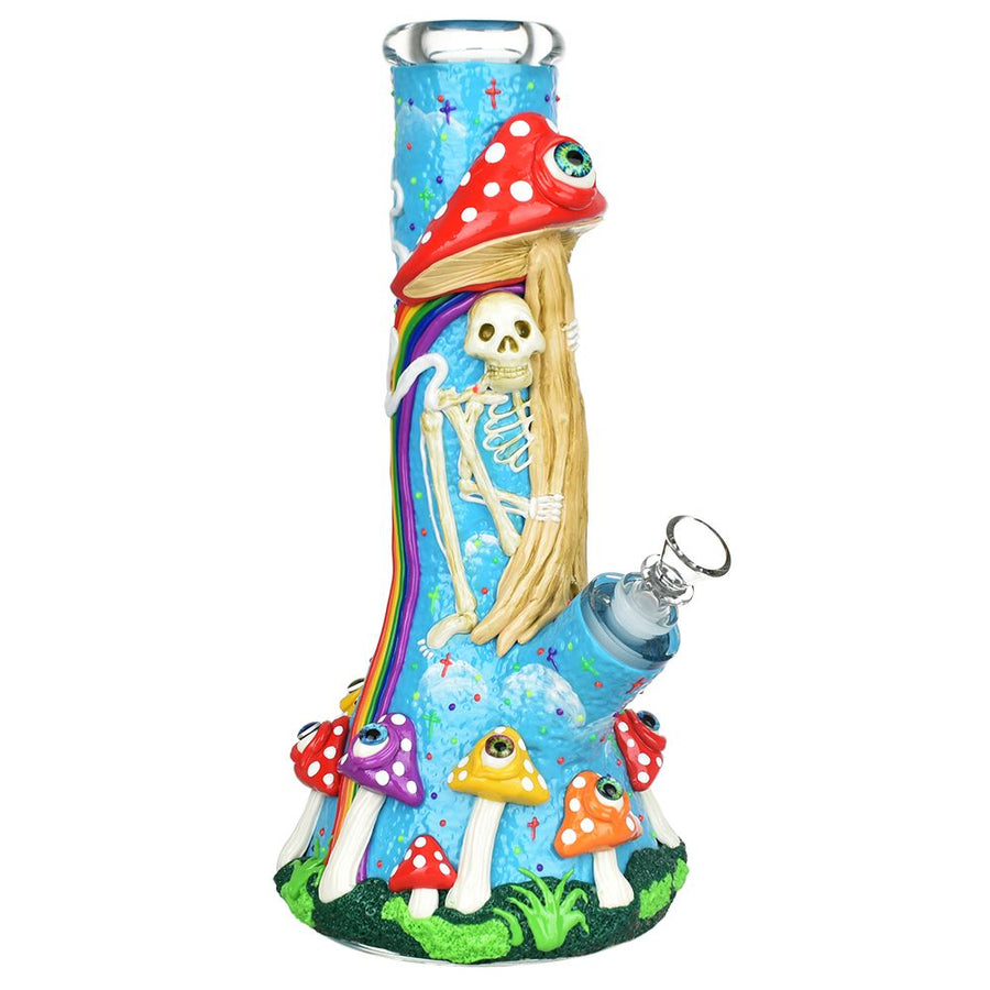 Sneaky Skeleton And Watchful Fungi Glow In Dark Beaker Water Pipe-12.5" / 14mm F - Headshop.com