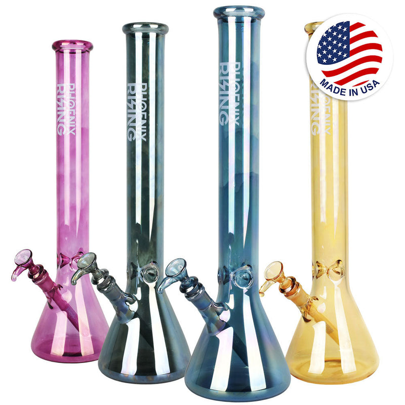 Phoenix Rising Shine Tall Beaker Water Pipe-18"/14mm F/Clrs Vry - Headshop.com