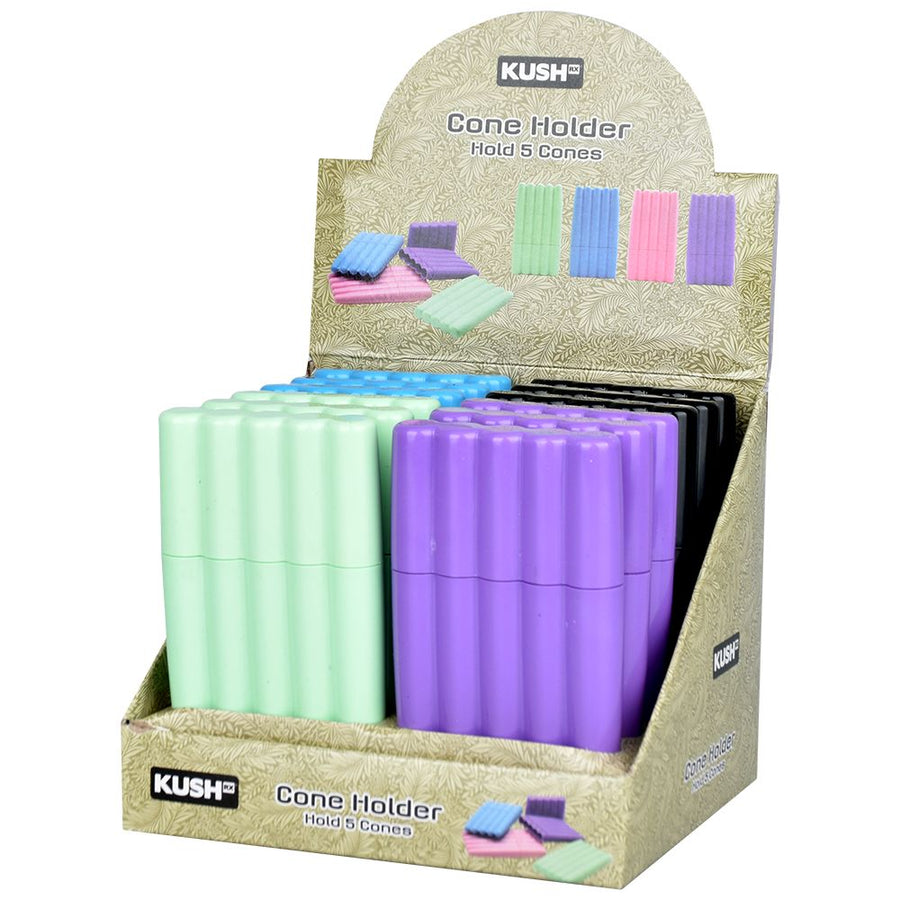 12CT DISPLAY - Kush RX Solid Color Five Cone Storage Case - Assorted Colors - Headshop.com