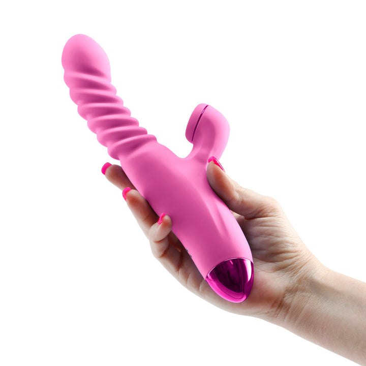 Luxe Nova Rechargeable Thrusting & Throbbing Stimulator Pink - Headshop.com