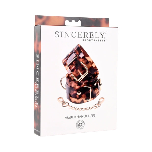 Sincerely, Sportsheets Amber Adjustable Handcuffs with Removable Chain Tortoiseshell - Headshop.com