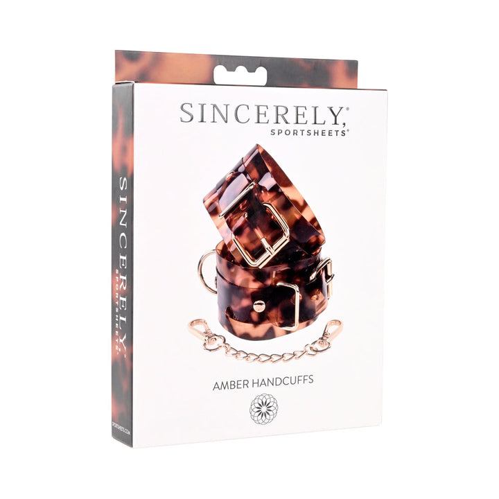 Sincerely, Sportsheets Amber Adjustable Handcuffs with Removable Chain Tortoiseshell - Headshop.com