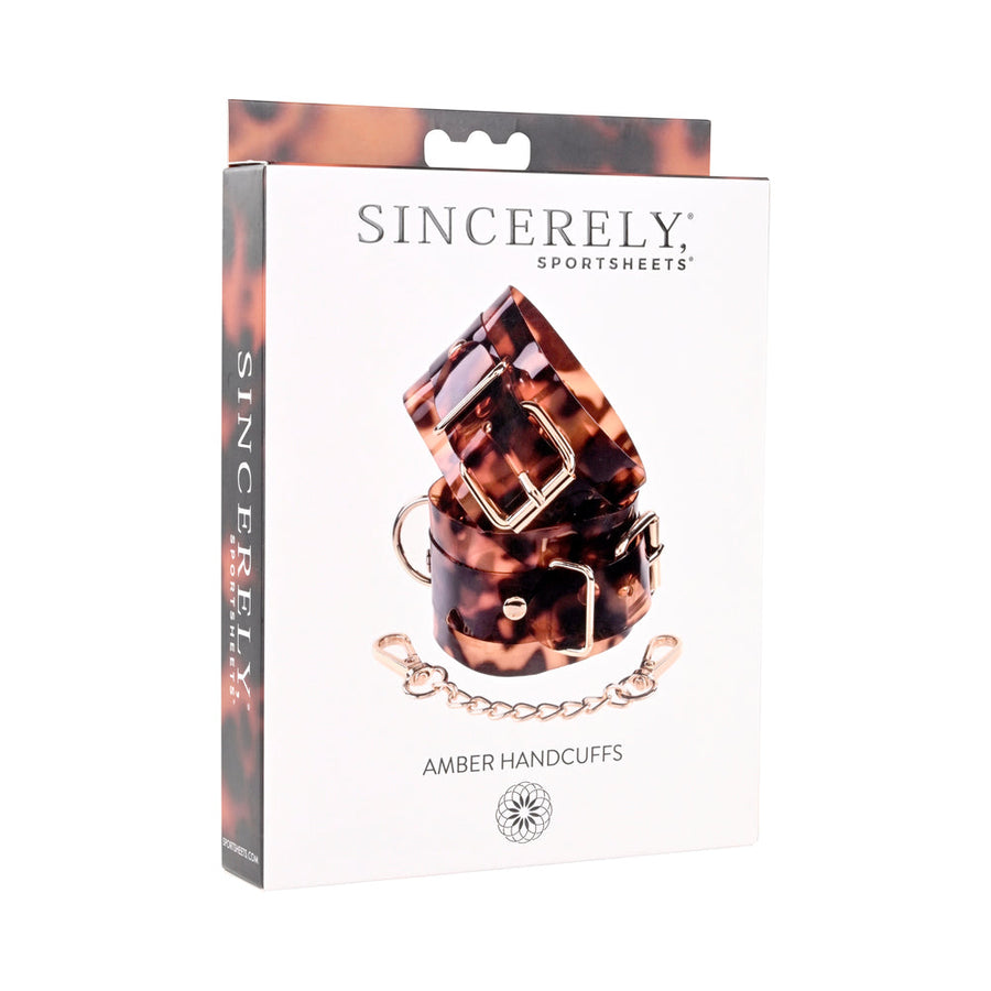 Sincerely, Sportsheets Amber Adjustable Handcuffs with Removable Chain Tortoiseshell - Headshop.com