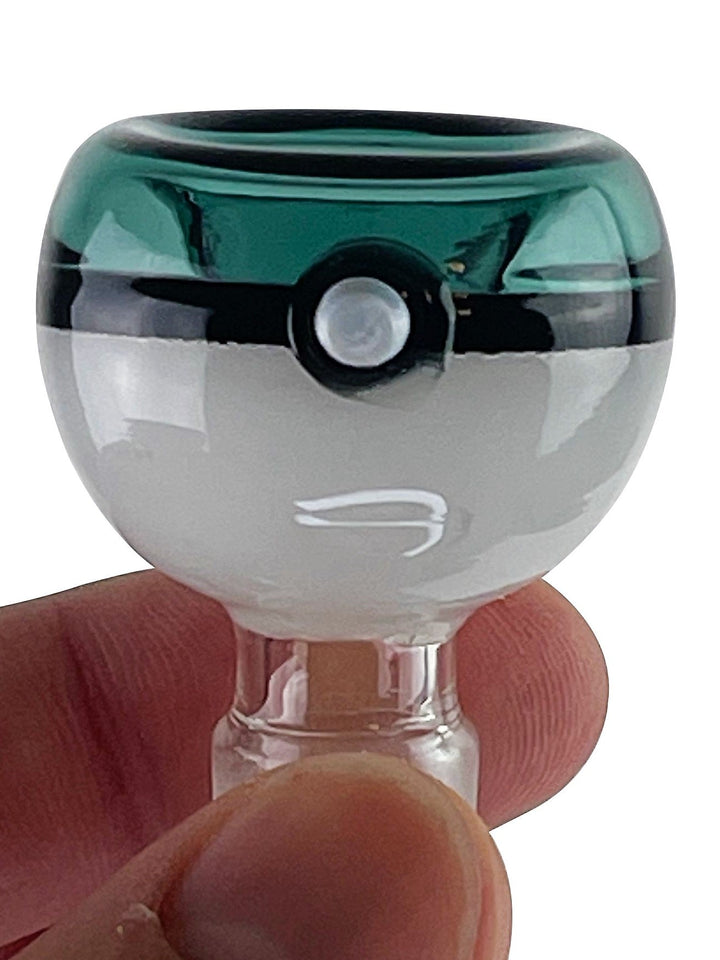 Teal Poke Ball Glass Bong Bowl - 14mm - Headshop.com
