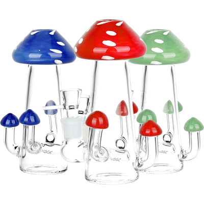 Old School Toadstool Glass Water Pipe - 6" / 14mm F / Colors Vary