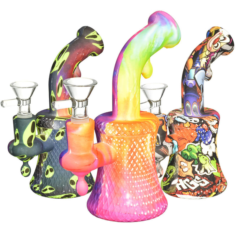 Allover Graphic Silicone Water Pipe - 6.5"/14mm F/Designs Vary - Headshop.com