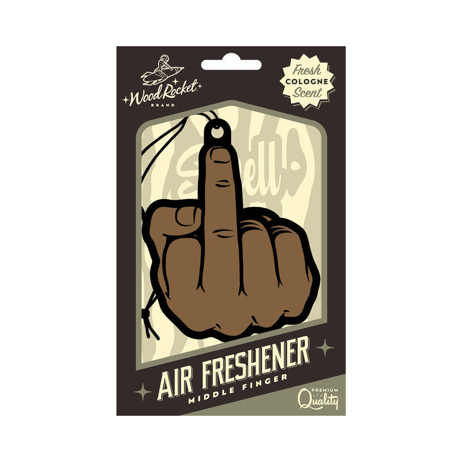 Wood Rocket Air Freshener Middle Finger Brown - Headshop.com