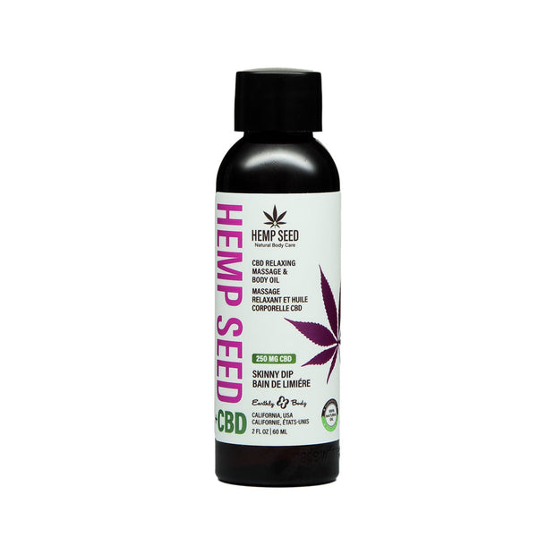 Earthly Body Hemp Seed CBD Relaxing Massage and Body Oil Skinny Dip 2 oz.
