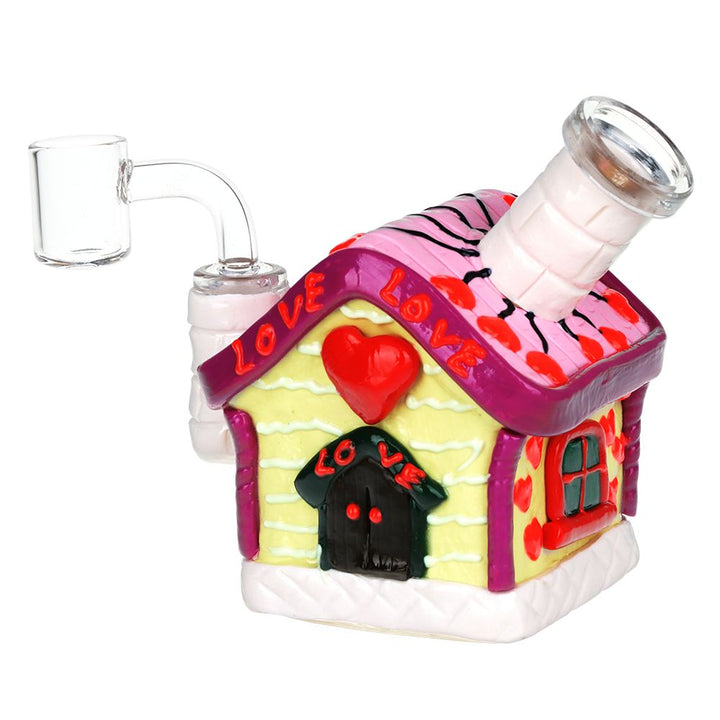 Valentine's Love Shack Resin Sculpted Glass Dab Rig - 4.5" / 14mm F - Headshop.com