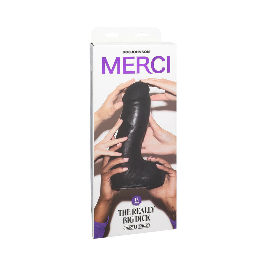 Merci The Really Big Dick 12 in. Dildo with XL Removable Vac-U-Lock Suction Cup Black - Headshop.com