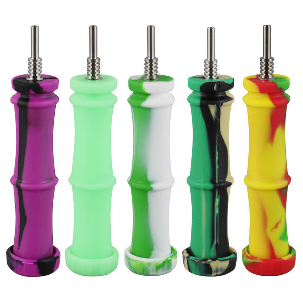 Silicone Bamboo Style Vapor Straw w/ Ti Tip - 5.5" / 10mm - Headshop.com