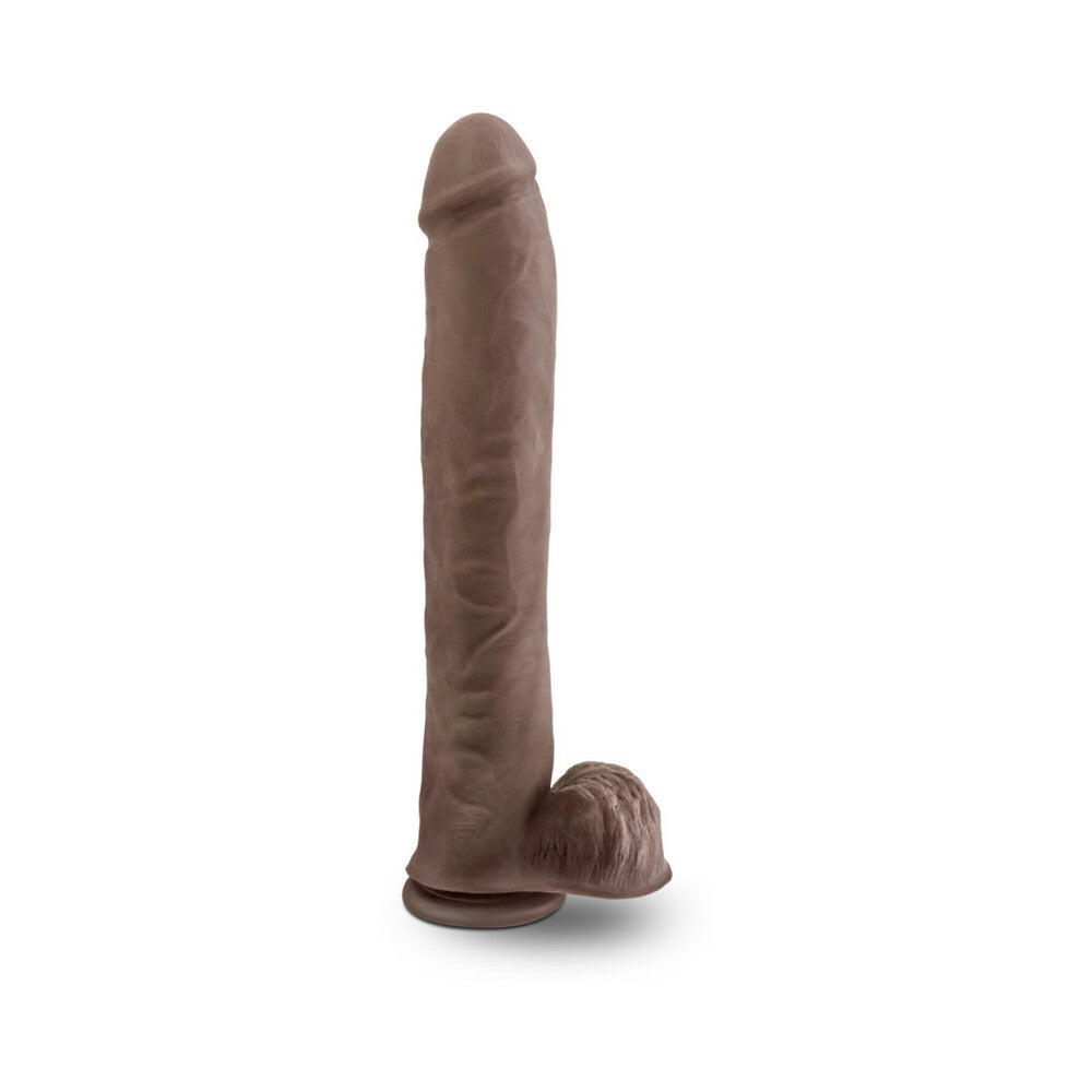 Au Naturel Daddy 14 in. Posable Dual Density Dildo with Balls Brown - Headshop.com