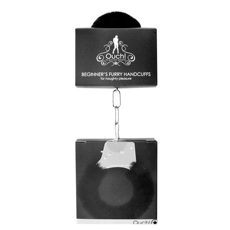 Ouch! Beginner's Furry Handcuffs With Quick-Release Black - Headshop.com