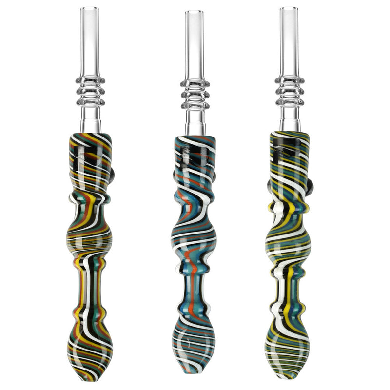 Pulsar Retro Stripes Glass Dab Straw - 6.25" / Colors Vary - Headshop.com