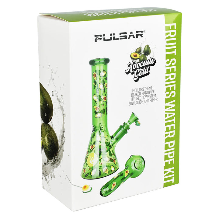 Pulsar Fruit Series Avocado Gold Herb Pipe Glow Duo - 10" / 14mm F - Headshop.com