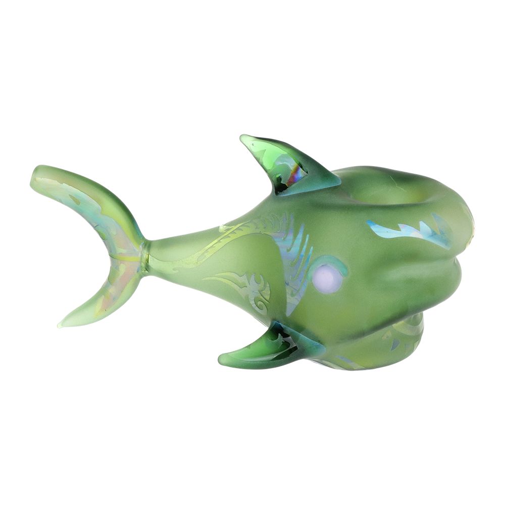 Shark Attack Sandblasted Glass Hand Pipe - 5" / Colors Vary - Headshop.com