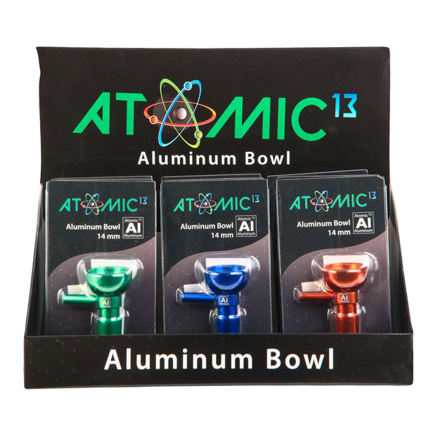 12PC DISPLAY - Atomic 13 Aluminum Herb Slide - 14mm M / Assorted Colors - Headshop.com