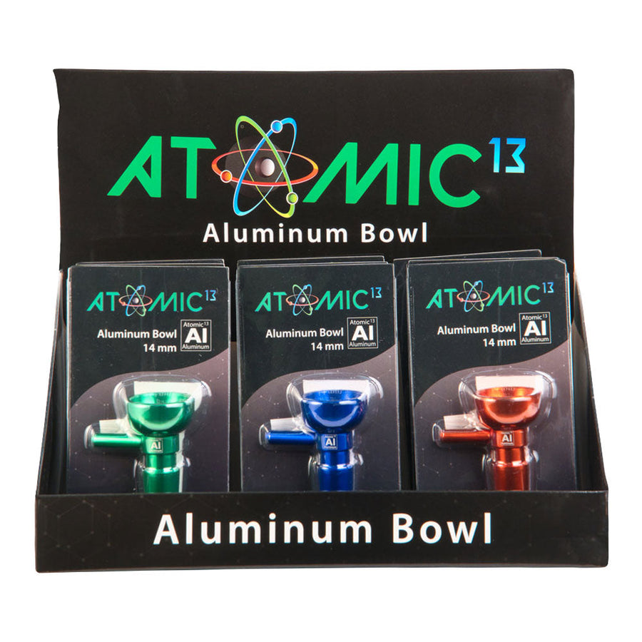 12PC DISPLAY - Atomic 13 Aluminum Herb Slide - 14mm M / Assorted Colors - Headshop.com