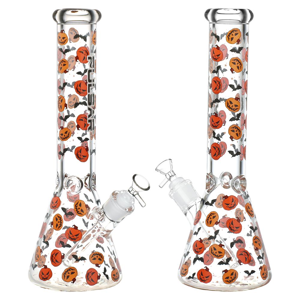 Pulsar Cackling Pumpkins Batty Beaker Glass Water Pipe | 14mm F - Headshop.com
