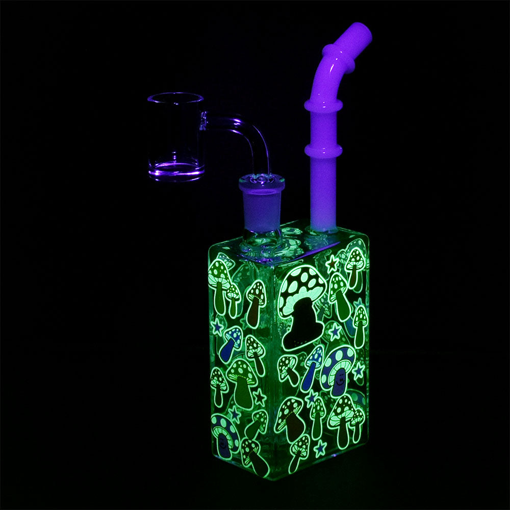 Glow Mushroom Juice Box Dab Rig - 7.5"/14mm F - Headshop.com