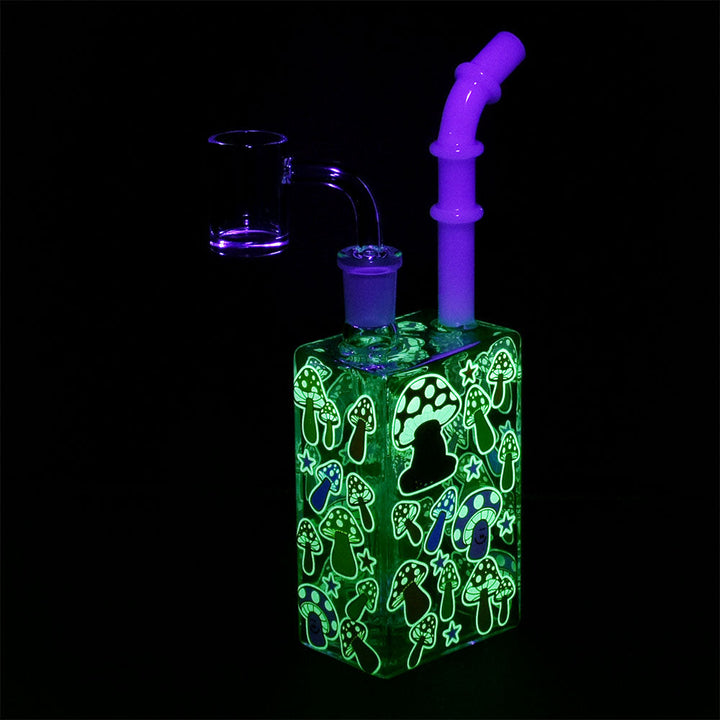 Glow Mushroom Juice Box Dab Rig - 7.5"/14mm F - Headshop.com