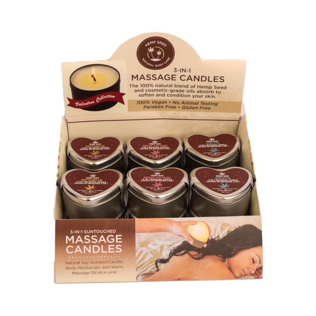 Earthly Body Hemp Seed Valentine 2025 3-in-1 Massage Candle 12-Piece Pre-Pack - Headshop.com