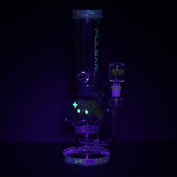 Pulsar Game Time Bubble Base Glass Water Pipe - 12.5" / 14mm F