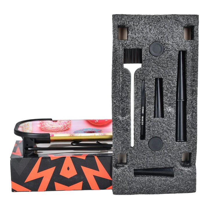 Elevated Metal Rolling Tray & Cone Loader Kit - Donut / 9.25"x 4.2" - Headshop.com