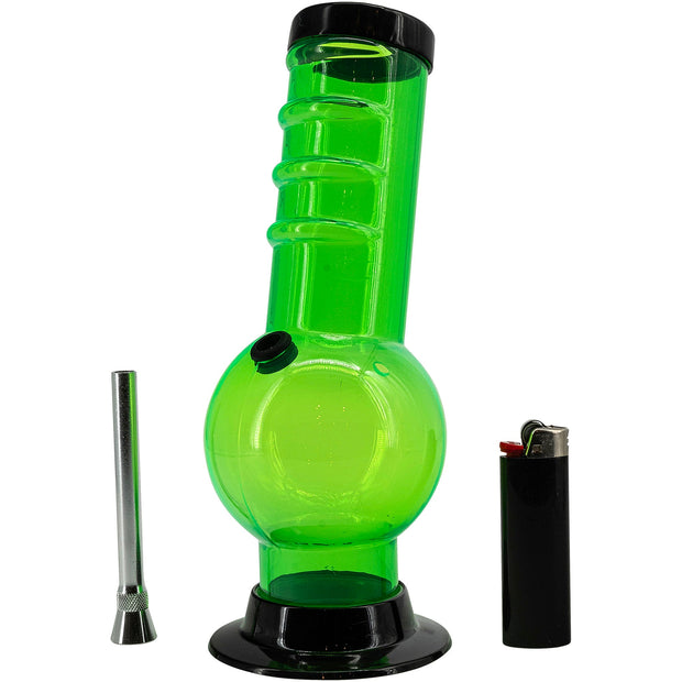 Acrylic Bent Neck Bubble Base Bong 9-12"