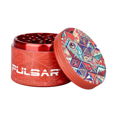 Pulsar Design Series Grinder with Side Art - Symbolic Tiles / 4pc / 2.5" - Headshop.com