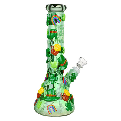 St. Patrick's Day Glow In The Dark Water Pipe - 10" / 14mm F - Headshop.com