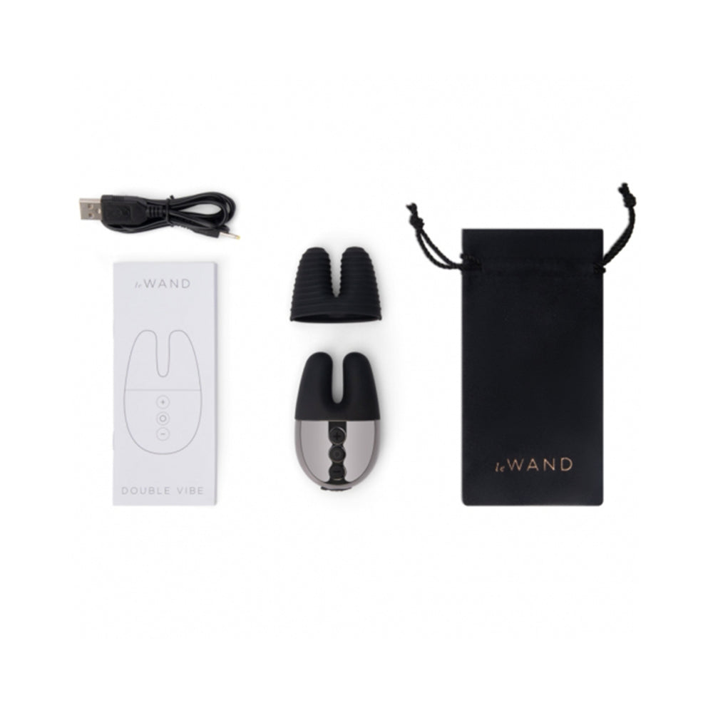 Le Wand Chrome Double Vibe Rechargeable Silicone Mini Vibrator Black - Headshop.com