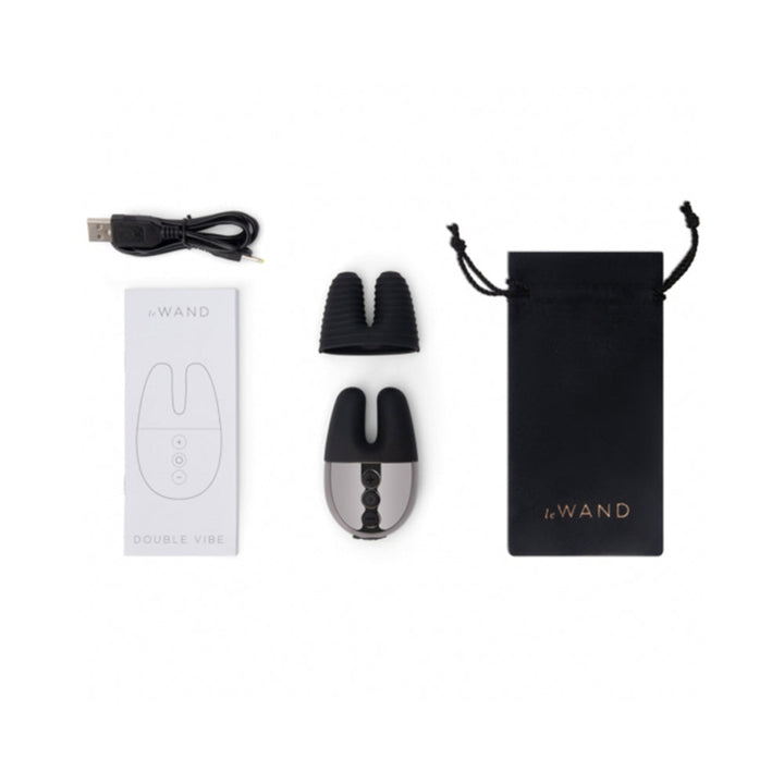 Le Wand Chrome Double Vibe Rechargeable Silicone Mini Vibrator Black - Headshop.com