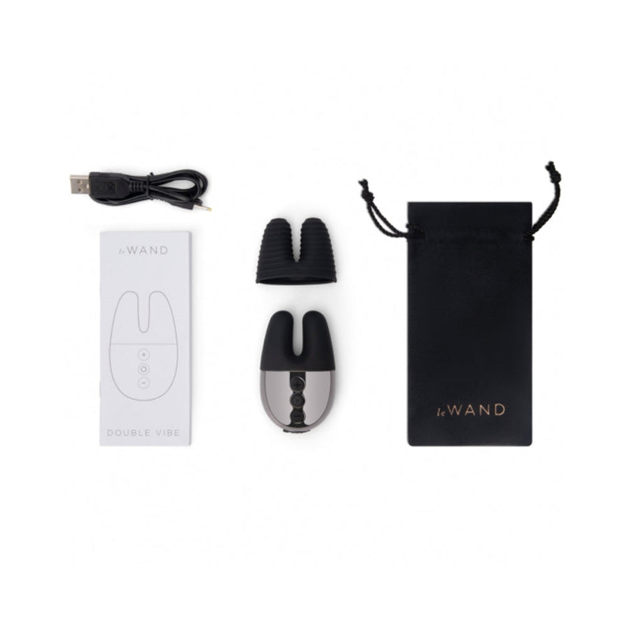 Le Wand Chrome Double Vibe Rechargeable Silicone Mini Vibrator Black - Headshop.com