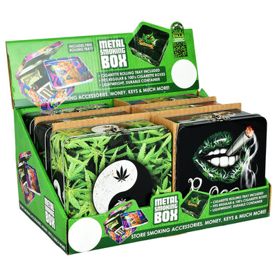 Smokezilla Stash Box w/ Rolling Tray - 5"x5"/Asst - 6PC DISP - Headshop.com