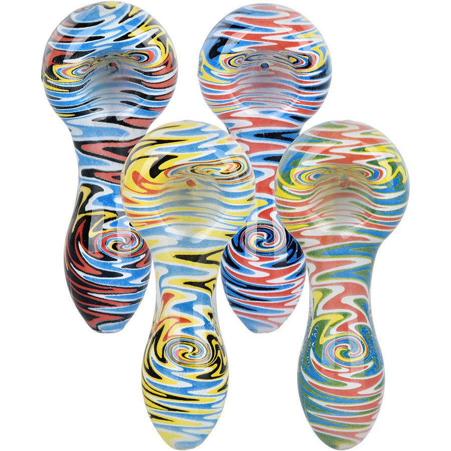 Wig Wag Colorful Print Glass Hand Pipe - 3.75" / Colors Vary - Headshop.com