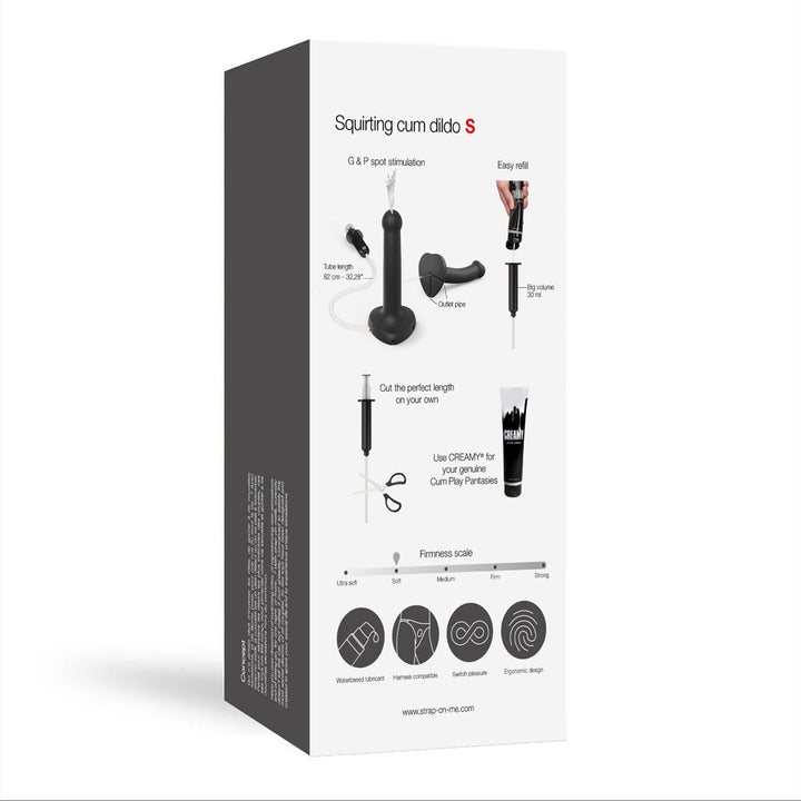 Strap-On-Me Squirting Cum Semi-Realistic Silicone Dildo Black S (fluid not included) - Headshop.com