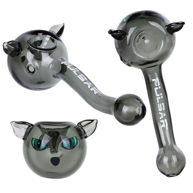 Pulsar Black Cat Glass Hand Pipe - 5" 3ct